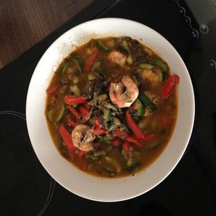 Wok de légumes et crevettes